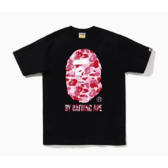 Black BAPE T-Shirt with Pink Camo Ape Head and "BY BATHING APE" Logo